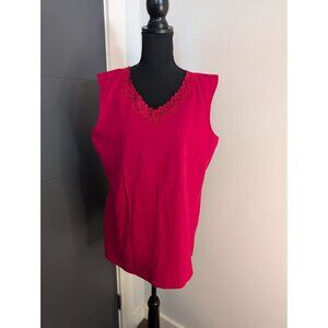 White Stag Hot‎ Pink Lace-Trimmed V-Neck Sleeveless Top -  XXL (20)